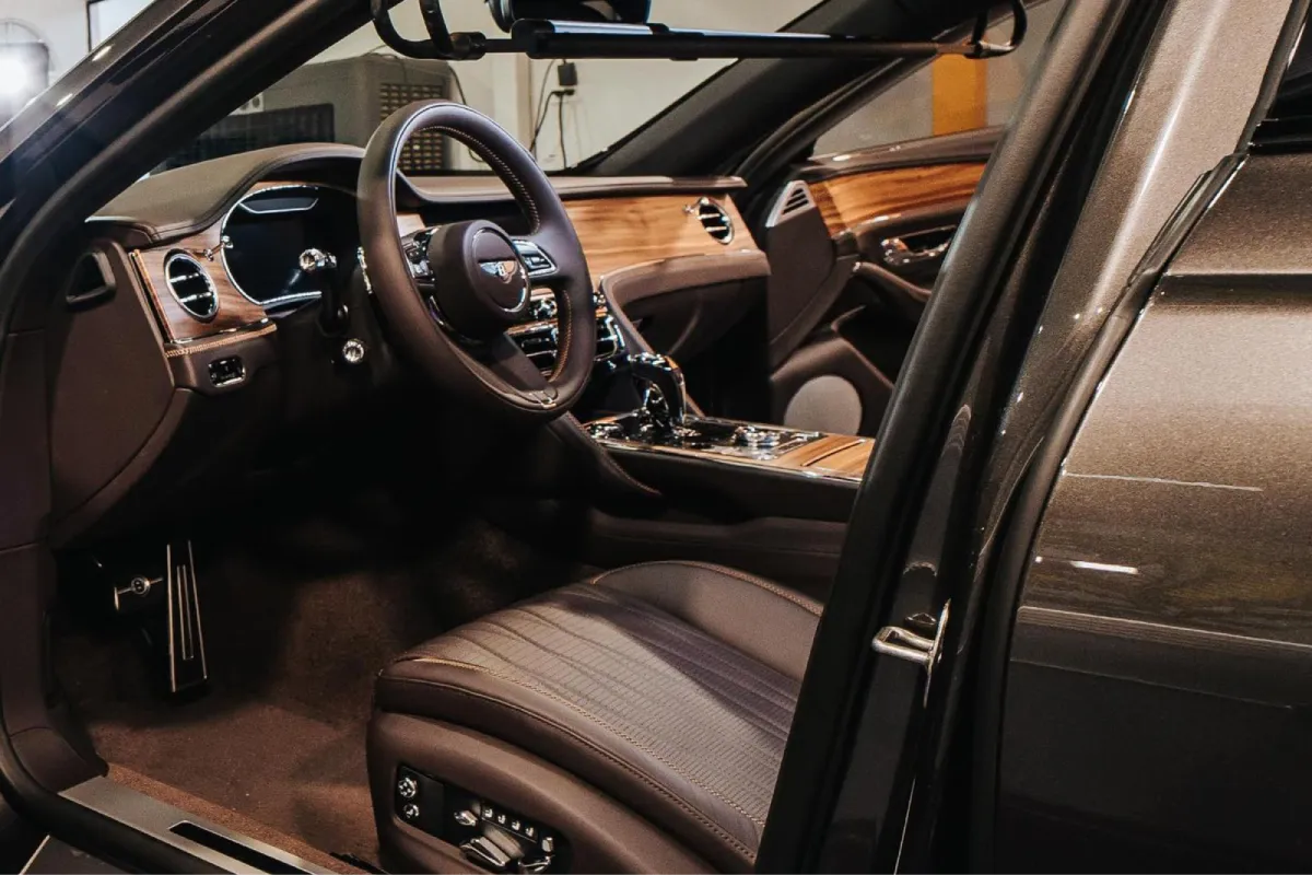 Clean luxury car interior after professional auto detailing.
