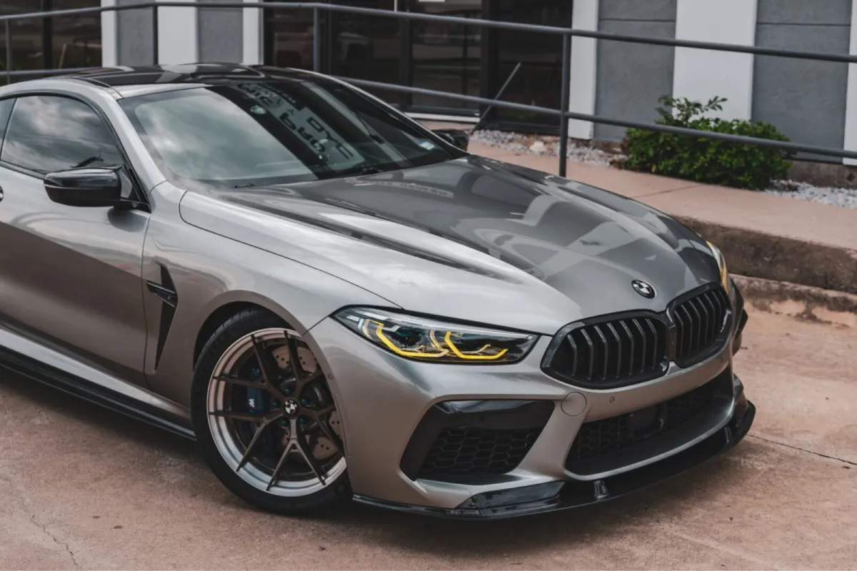 BMW with windshield protection film.